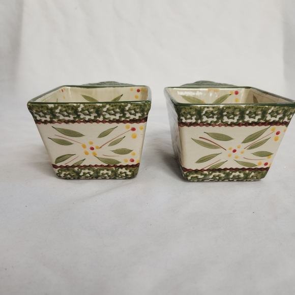 Pair of Temp-tations Green Old World Soup Bowls Ramekins - Picture 9 of 11
